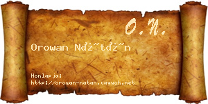 Orowan Nátán névjegykártya